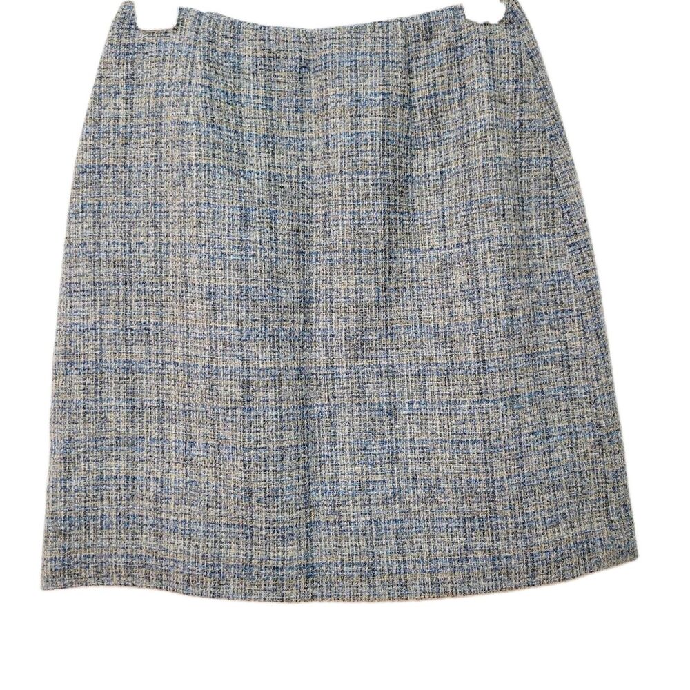 Ann Taylor Size 2 Blue Tweed A-Line Mini Skirt Fully Lined Classic Career
